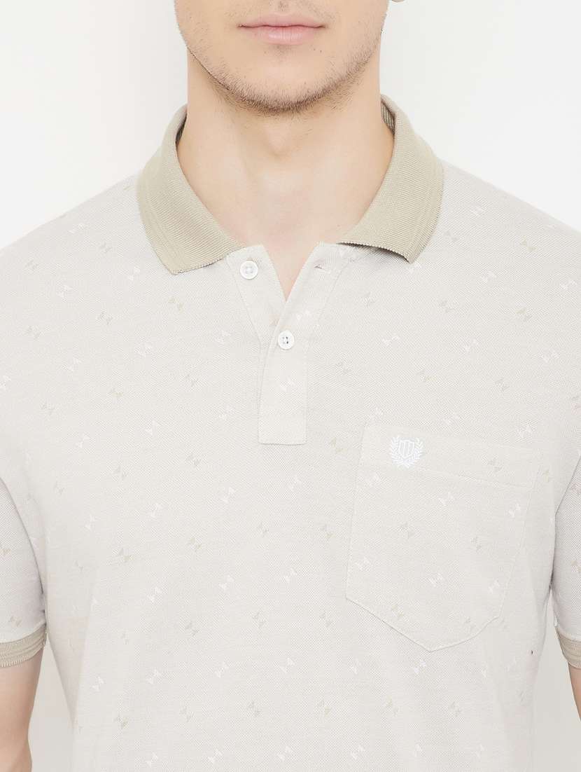 beige self design polo t-shirt - 17757550 -  Standard Image - 4