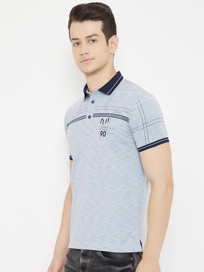 blue printed polo t-shirt - 17757552 - Standard Image - 1