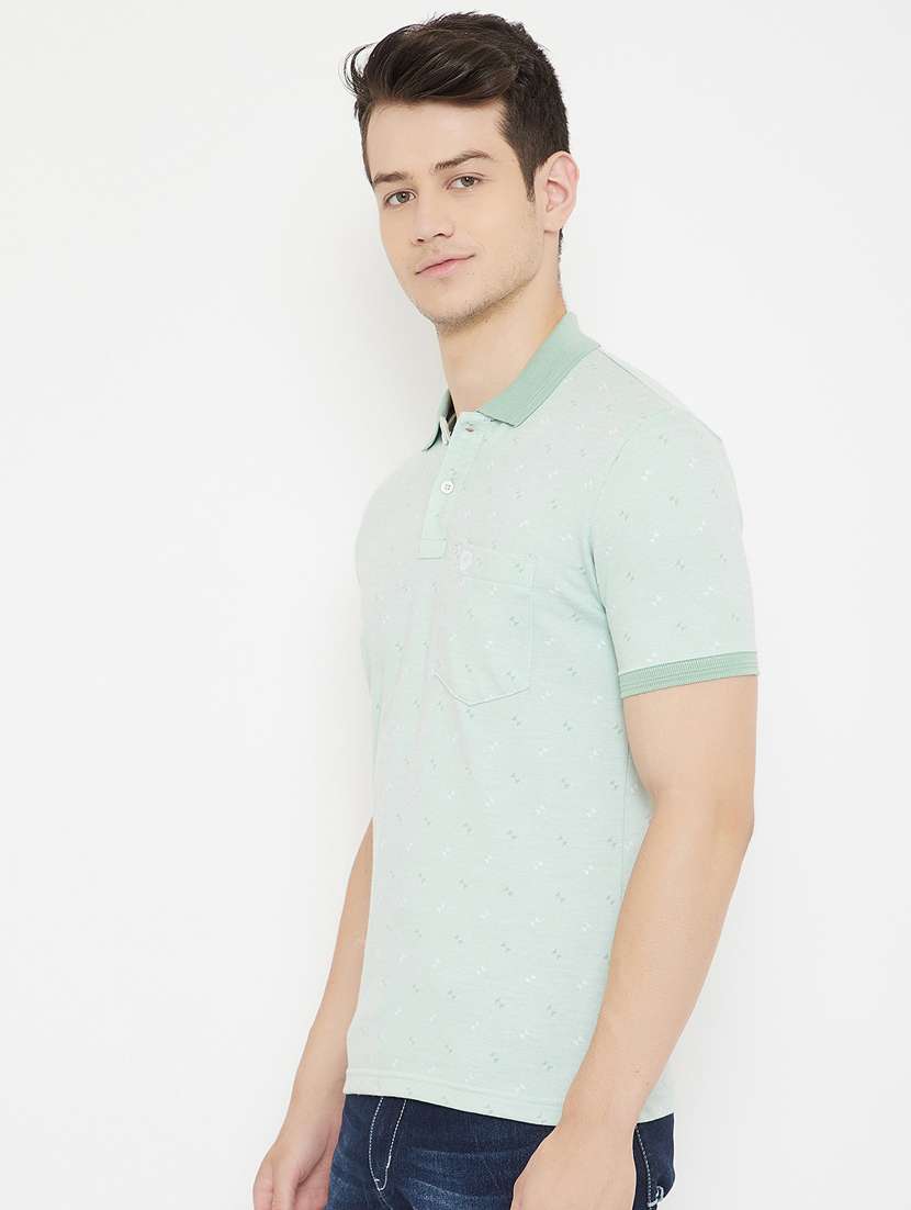 green self design polo t-shirt - 17757554 -  Standard Image - 1