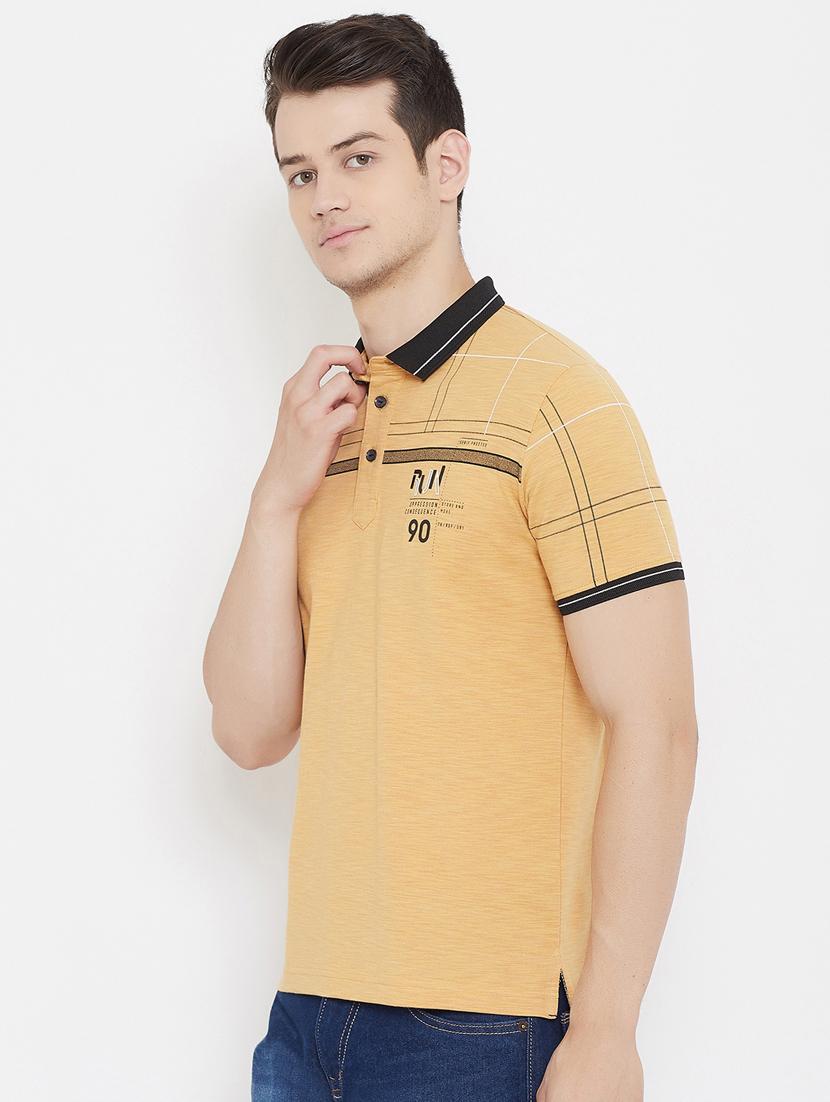 yellow printed polo t-shirt - 17757575 - Standard Image - 1