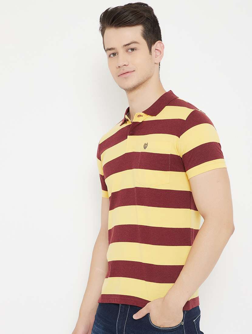 yellow striped polo t-shirt - 17757579 -  Standard Image - 1