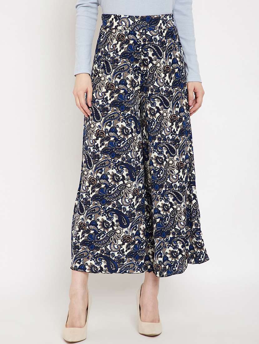 high rise paisley flared palazzo 