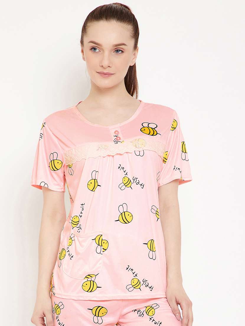 quirky printed nightwear shorts set 