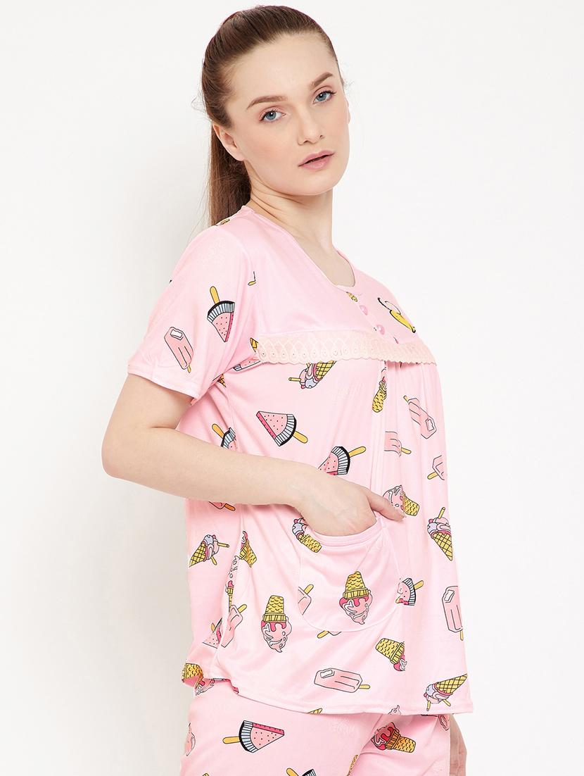quirky printed nightwear shorts set - 17757921 - Standard Image - 1
