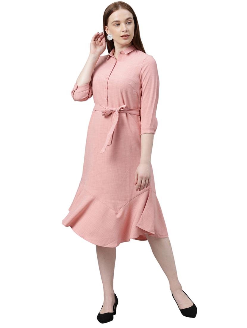 tie front solid flared dress - 17759011 - Standard Image - 1
