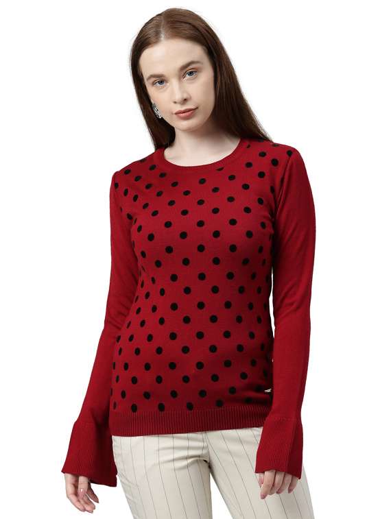 bell sleeved polka dot pullover