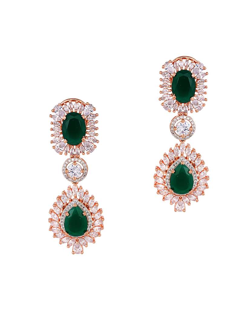 green brass drop earring