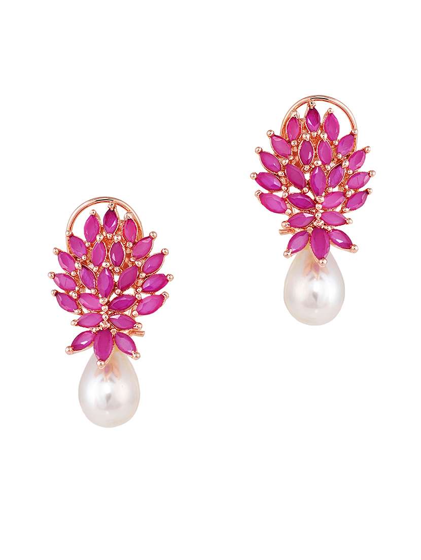 pink brass studs earring