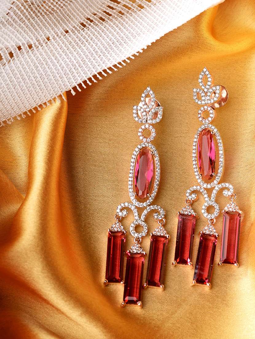 red brass drop earring
