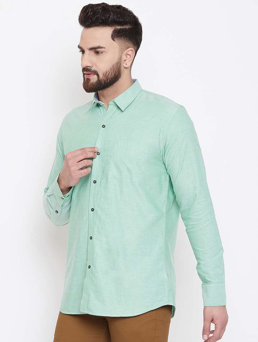 green solid casual shirt - 17759989 -  Standard Image - 1
