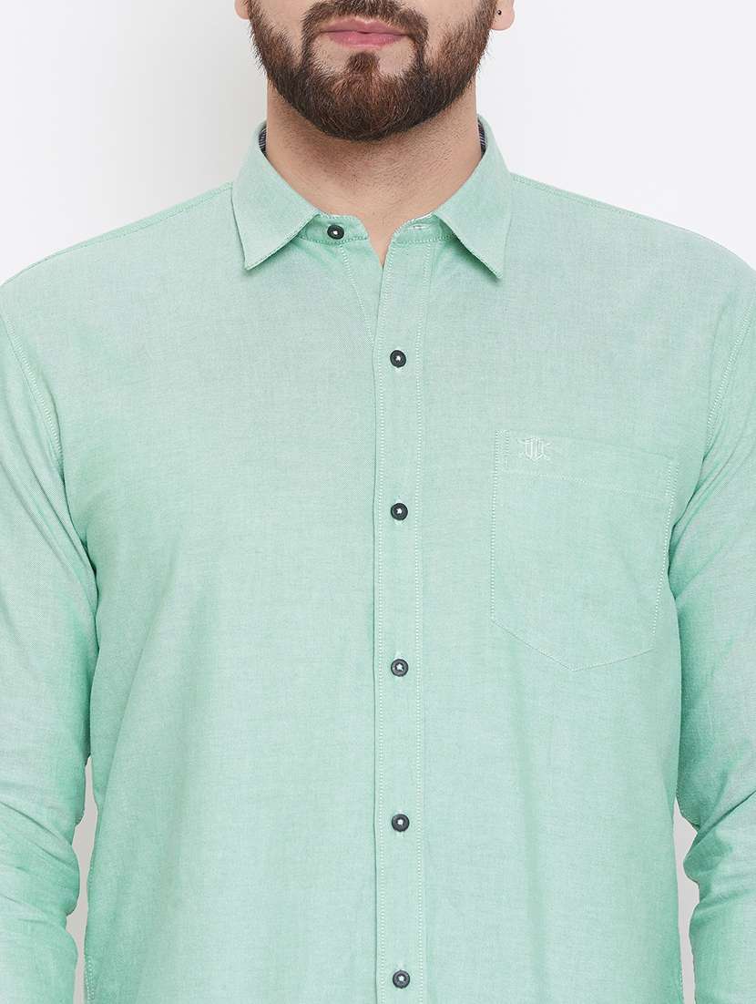 green solid casual shirt - 17759989 - Standard Image - 4