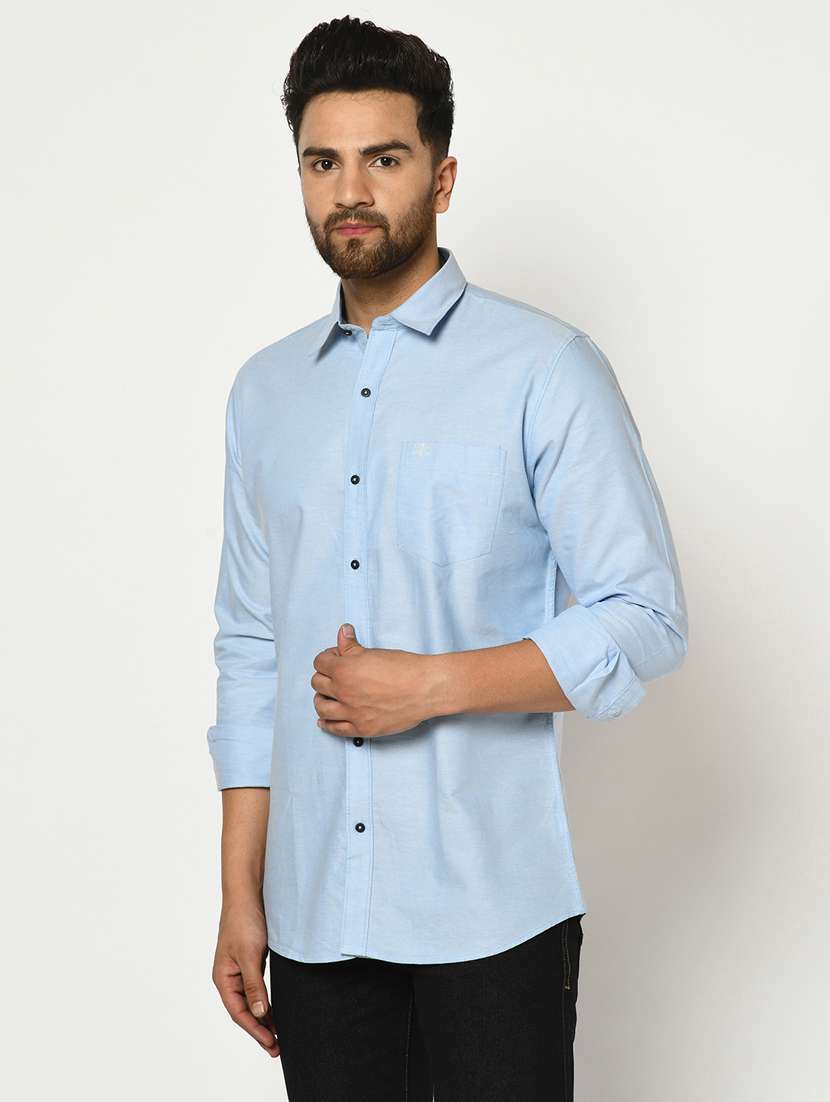 light blue solid casual shirt - 17759993 - Standard Image - 1