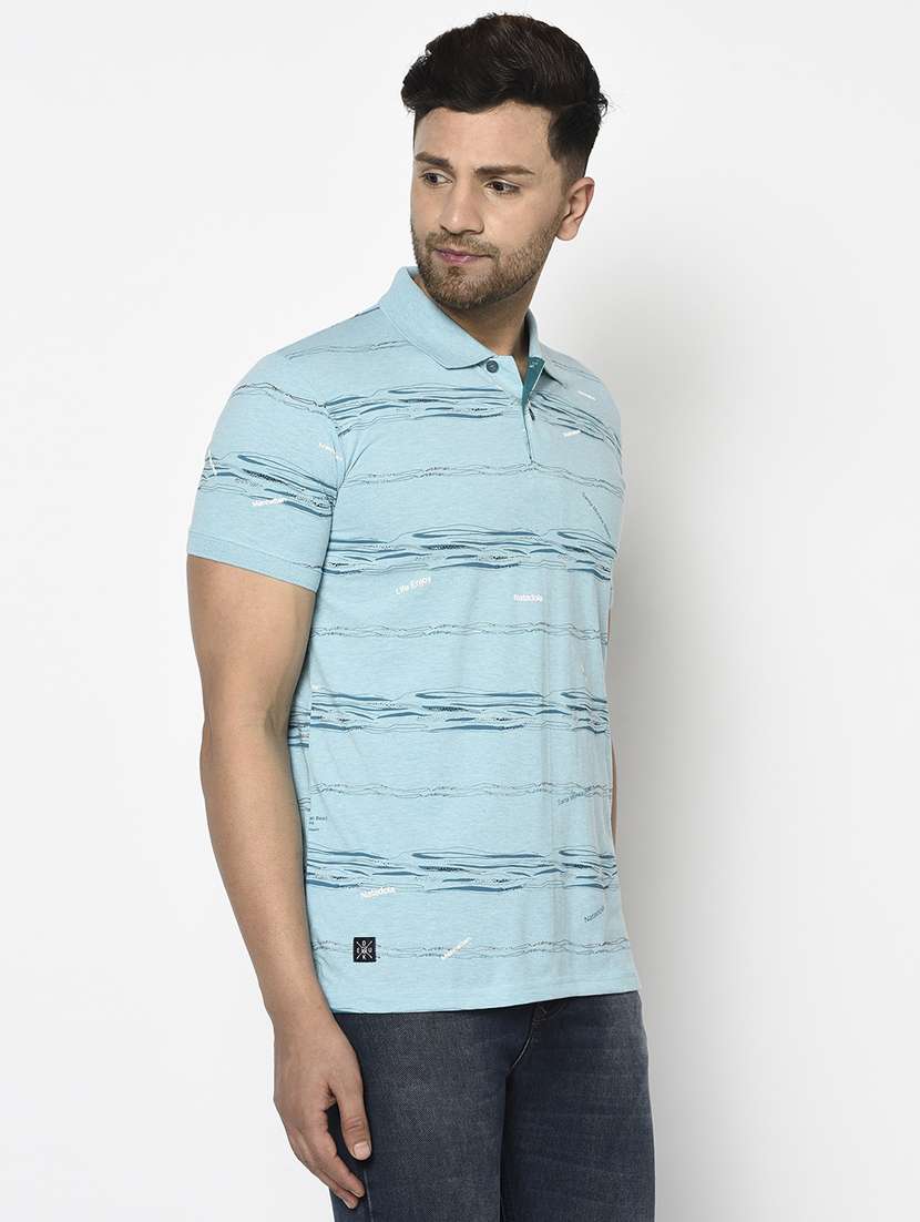 blue printed polo t-shirt - 17760008 -  Standard Image - 1