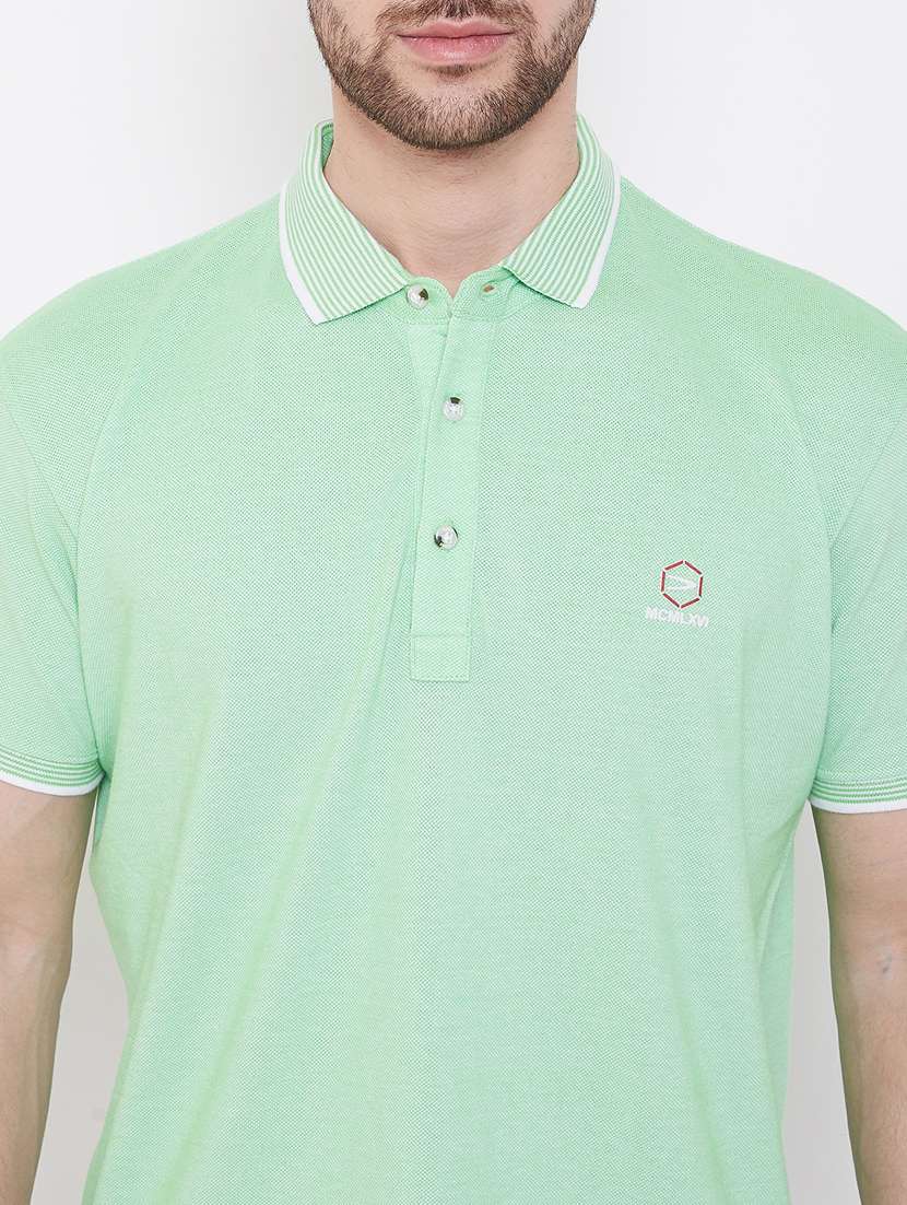 green solid polo t-shirt - 17760030 - Standard Image - 4