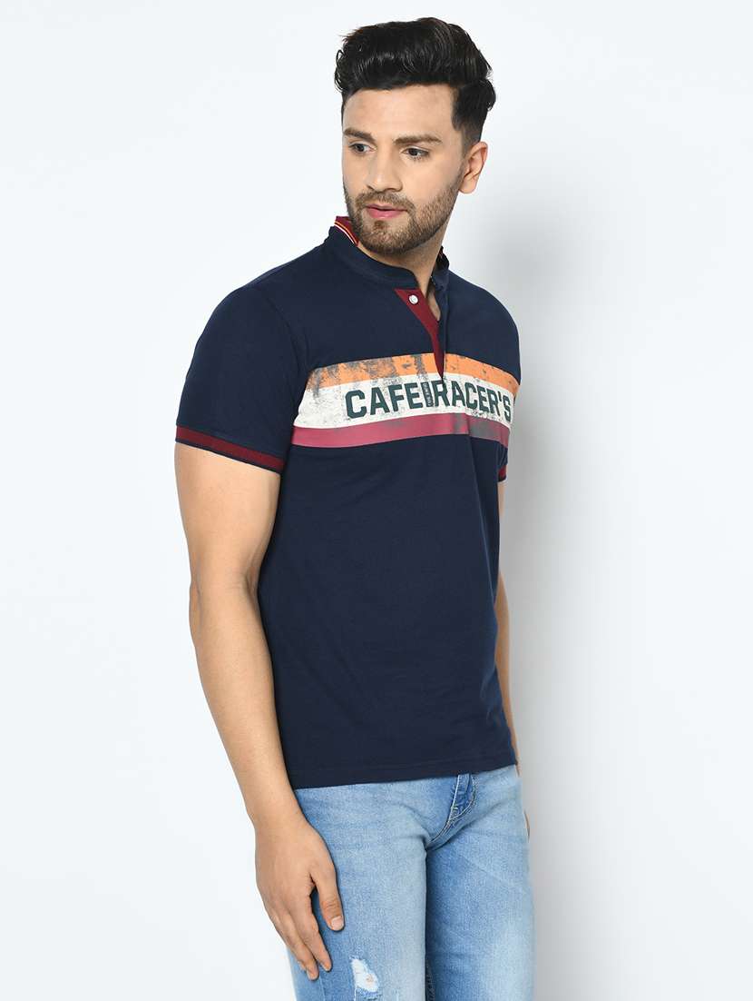 navy blue printed t-shirt - 17760052 -  Standard Image - 1