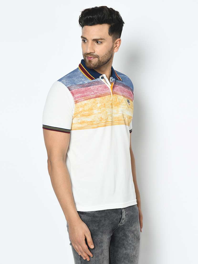 white printed polo t-shirt - 17760064 - Standard Image - 1