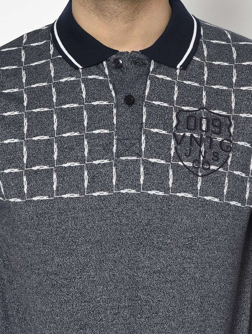 navy blue checkered polo t-shirt - 17760172 -  Standard Image - 4