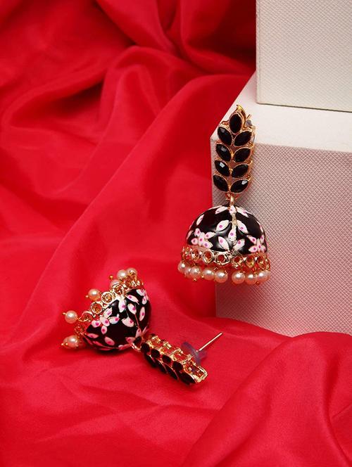 black brass jhumka earring - 17760444 - Standard Image - 0