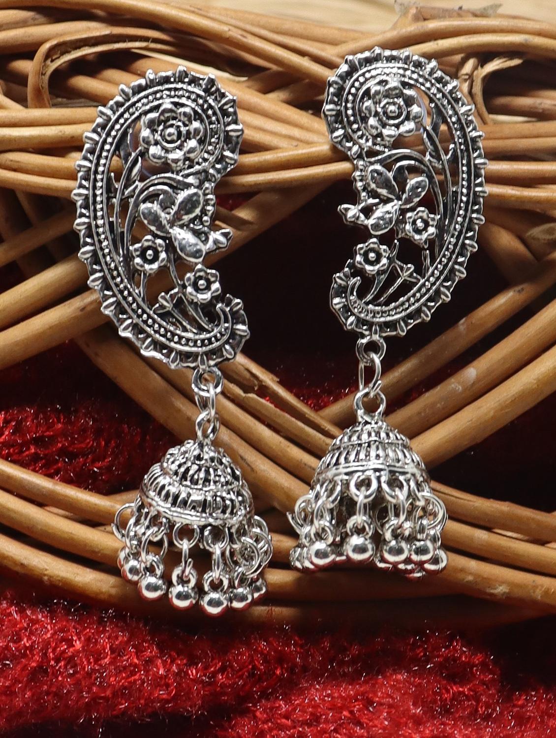 silver metal jhumka earring - 17760447 - Zoom Image - 0