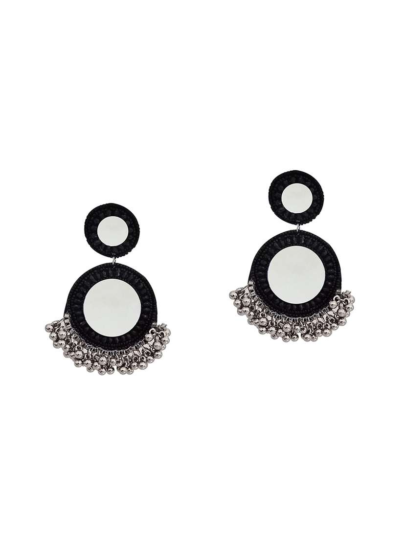 Black Cotton Blend Drop Earring
