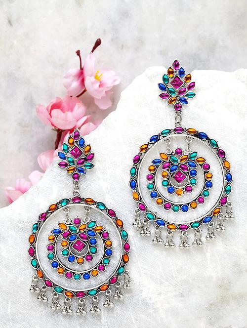 multi colored metal drop earring - 17760458 -  Standard Image - 0