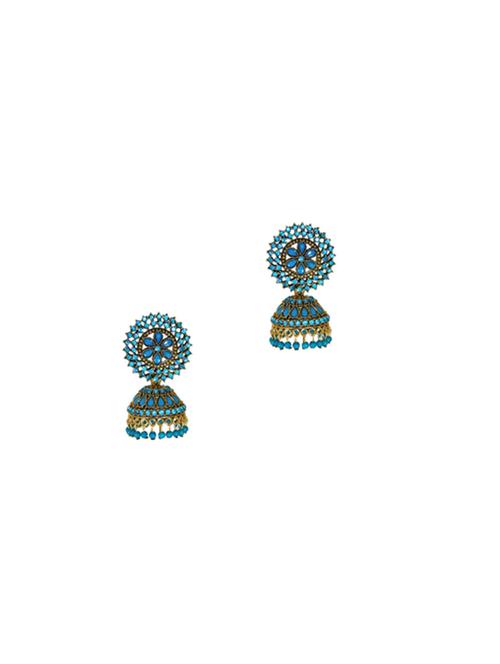 blue brass jhumka earring - 17760467 - Standard Image - 0