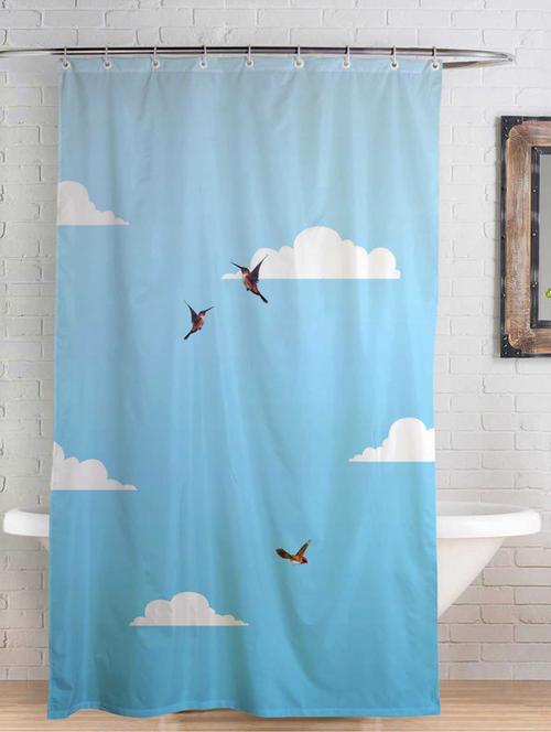 rightgifting printed designed water repellent polyester shower curtain 7 feet for bathroom with 10 hooks - 17760649 - Standard Image - 0