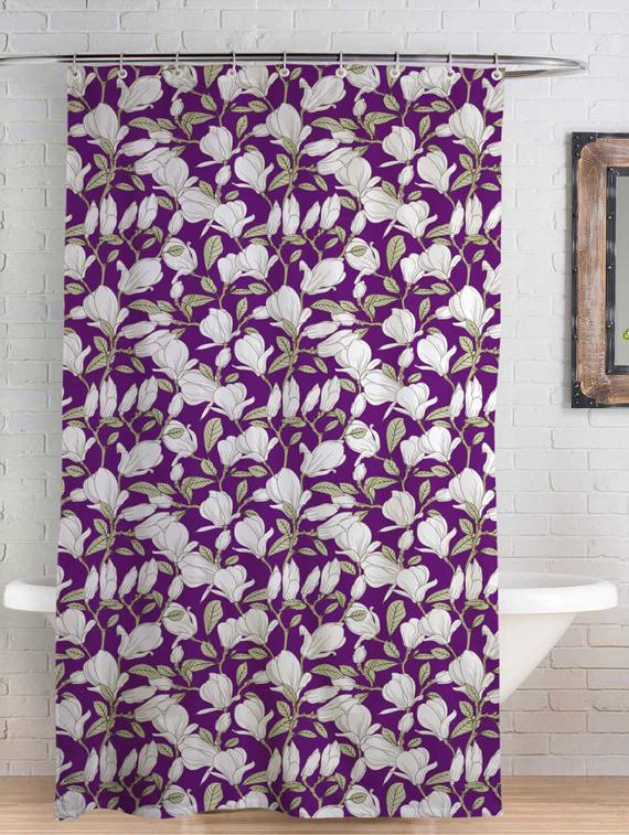 rightgifting floral designed water repellent polyester shower curtain 7 feet for bathroom with 10 hooks - 17760650 -  Zoom Image - 0