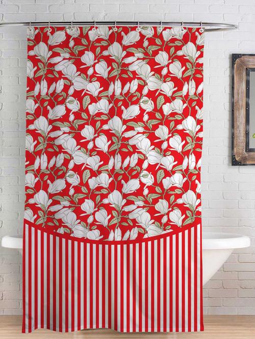 rightgifting floral designed water repellent polyester shower curtain 7 feet for bathroom with 10 hooks - 17760651 - Standard Image - 0