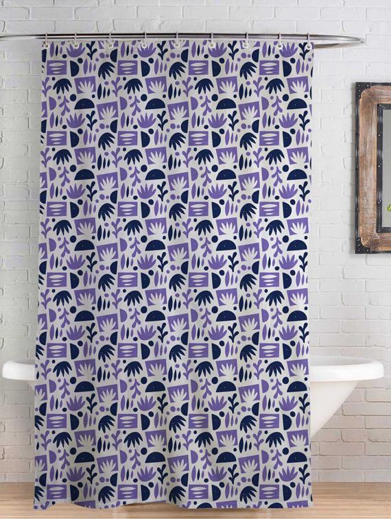 rightgifting printed designed water repellent polyester shower curtain 7 feet for bathroom with 10 hooks