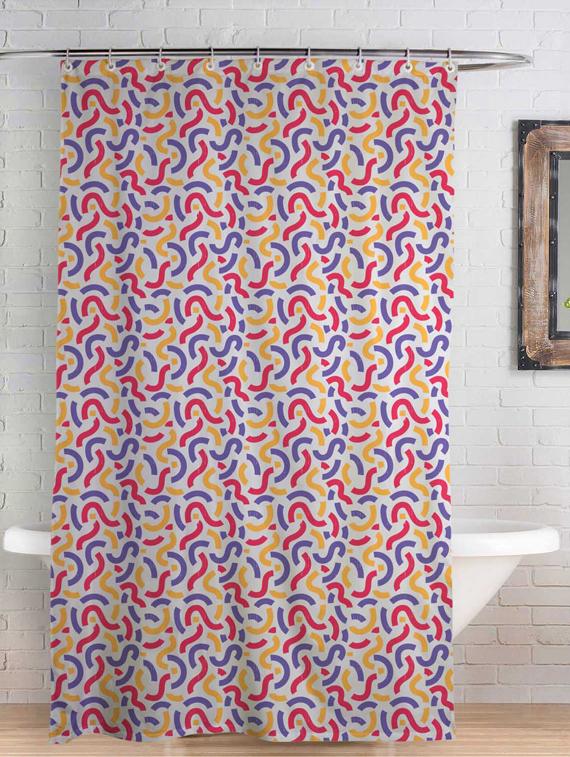 rightgifting printed designed water repellent polyester shower curtain 7 feet for bathroom with 10 hooks - 17760655 - Zoom Image - 0