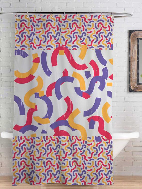rightgifting printed designed water repellent polyester shower curtain 7 feet for bathroom with 10 hooks - 17760656 -  Zoom Image - 0
