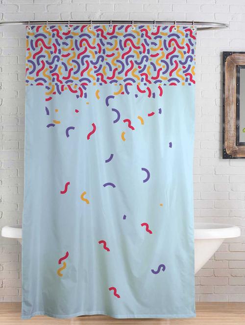 rightgifting printed designed water repellent polyester shower curtain 7 feet for bathroom with 10 hooks - 17760658 - Standard Image - 0