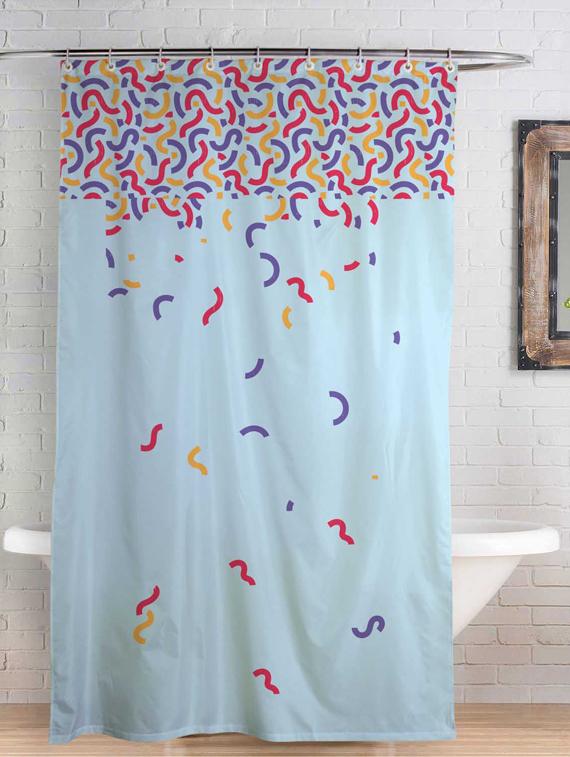 rightgifting printed designed water repellent polyester shower curtain 7 feet for bathroom with 10 hooks - 17760658 - Zoom Image - 0