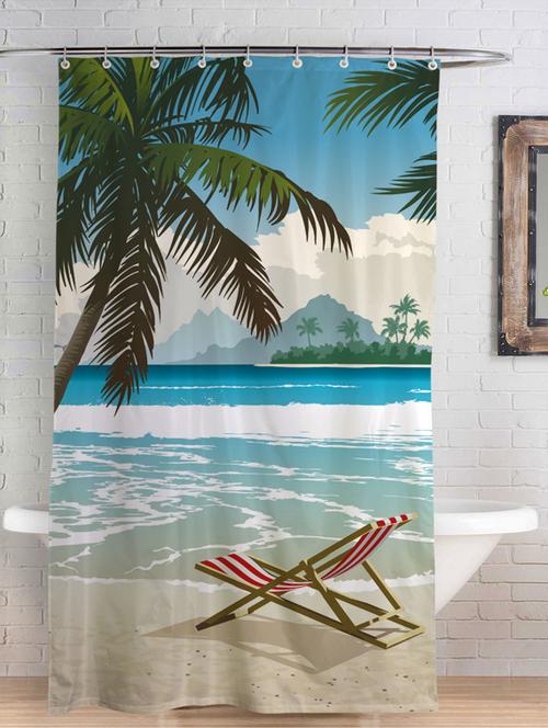 rightgifting printed designed water repellent polyester shower curtain 7 feet for bathroom with 10 hooks - 17760662 - Standard Image - 0