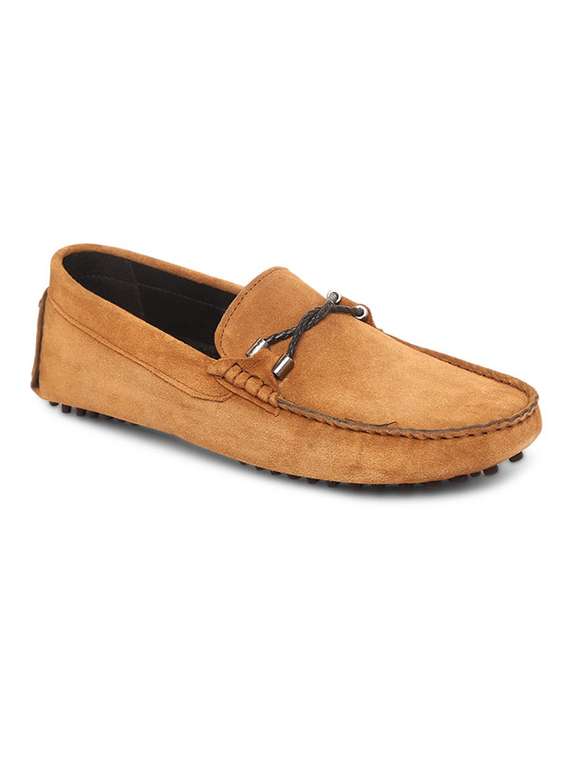 tan suede handicraft loafers