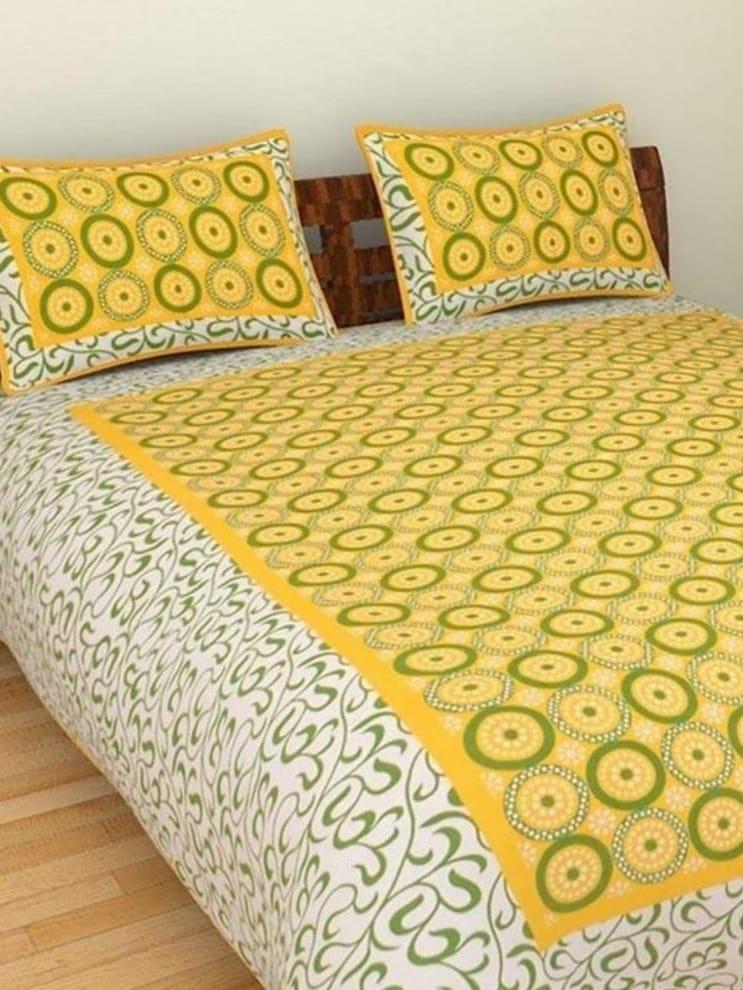 yellow cotton printed bedsheets - 17761928 - Standard Image - 1