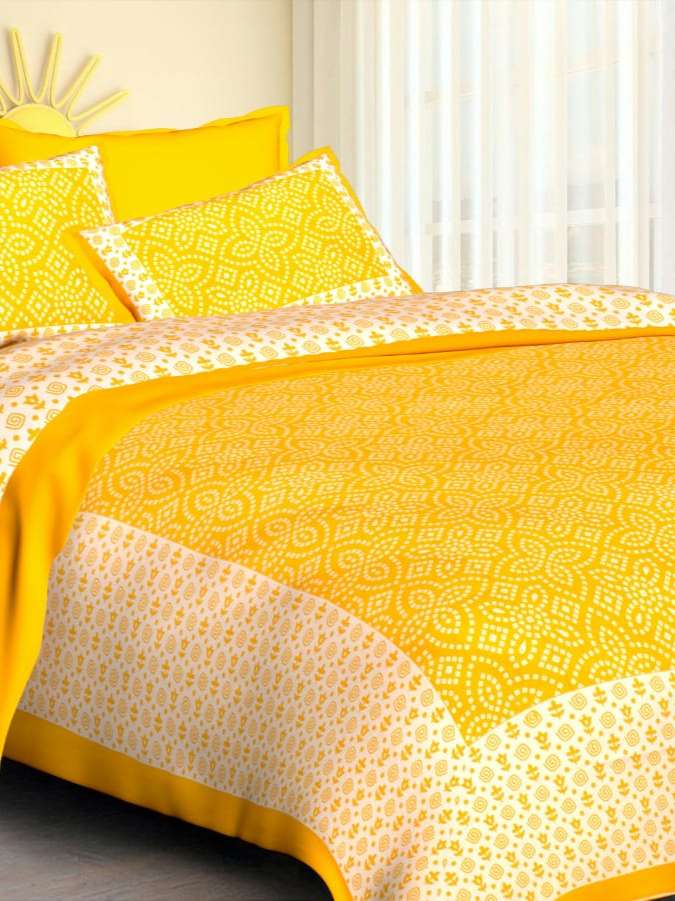 yellow cotton printed bedsheet  - 17761989 -  Standard Image - 1