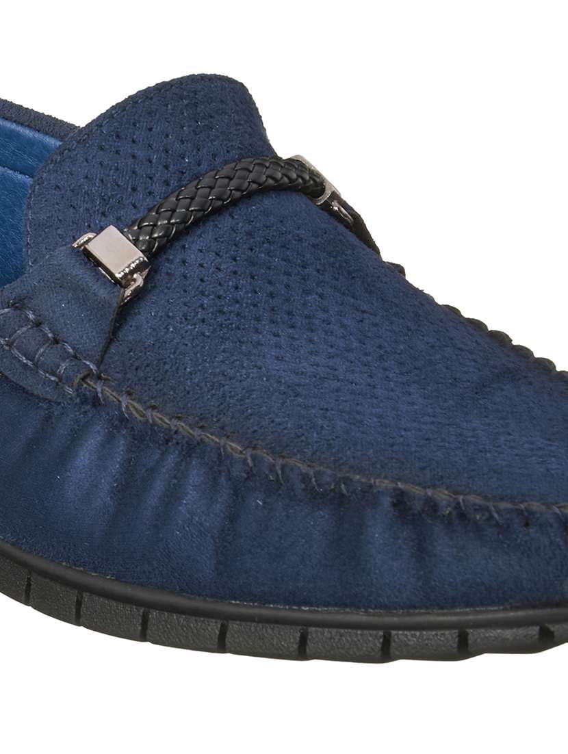 navy synthetic slip on loafers - 17762211 -  Standard Image - 4