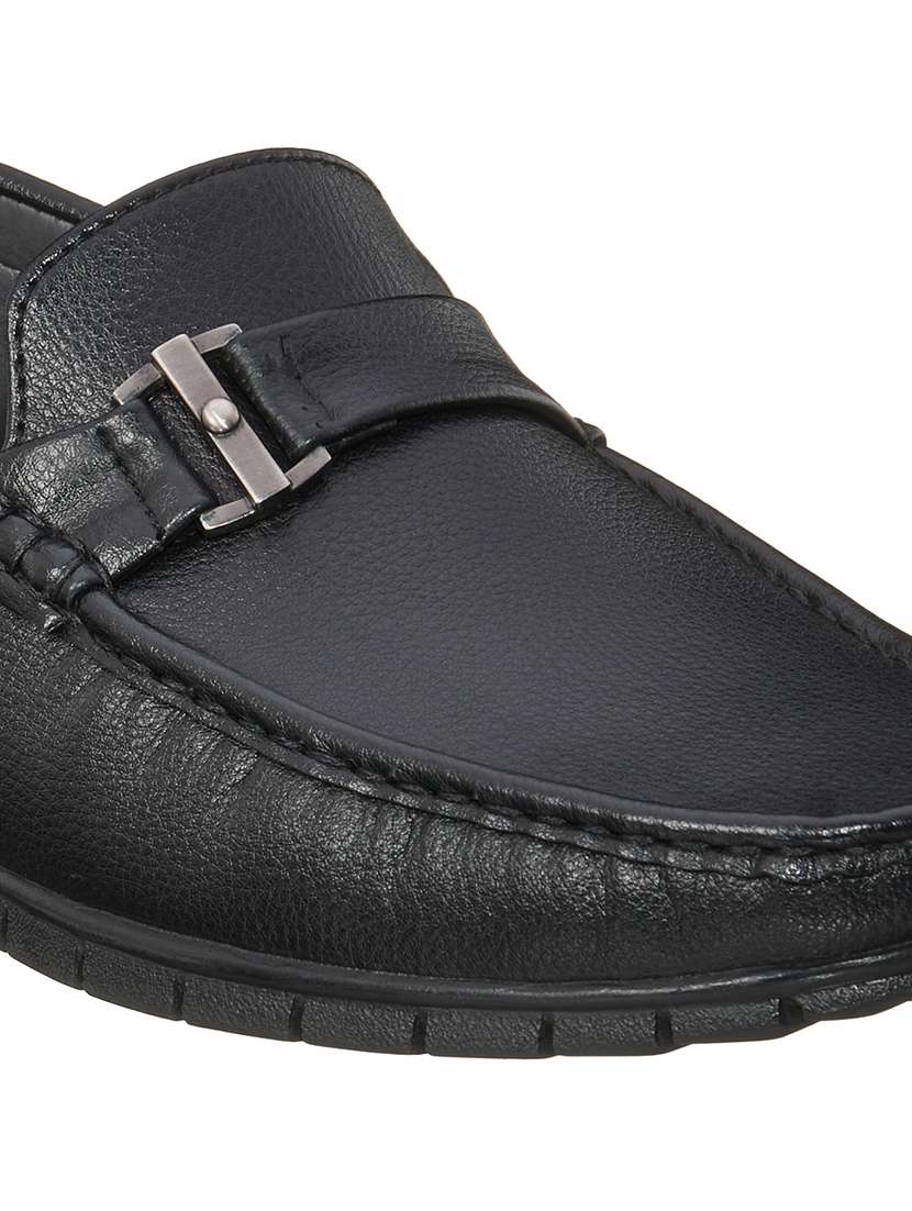 black synthetic slip on loafers - 17762222 -  Standard Image - 4