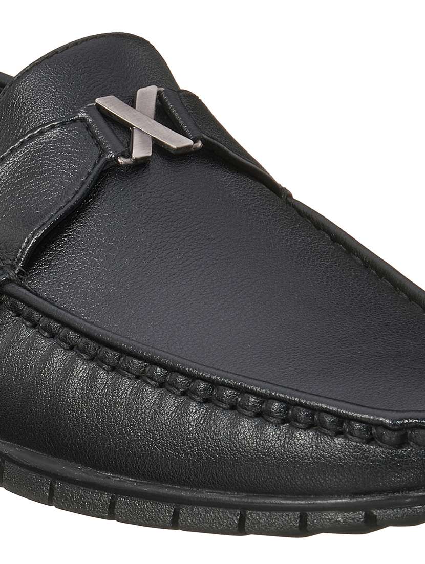 black synthetic slip on loafers - 17762229 -  Standard Image - 4