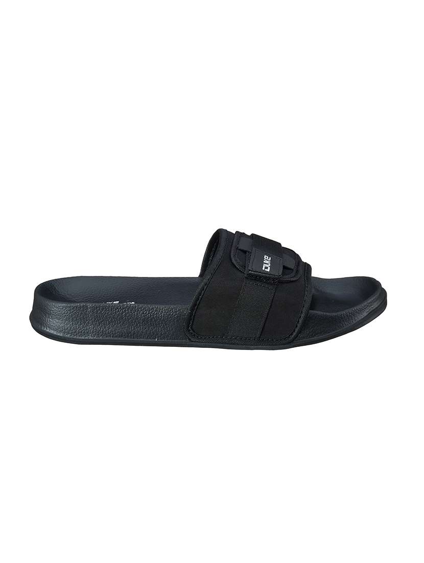 black fabric slip on flip flops - 17762275 -  Standard Image - 1