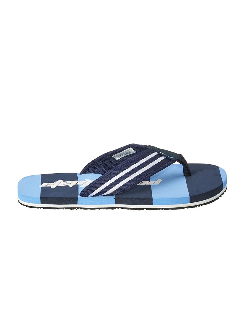blue fabric slip on flip flops - 17762278 -  Standard Image - 1
