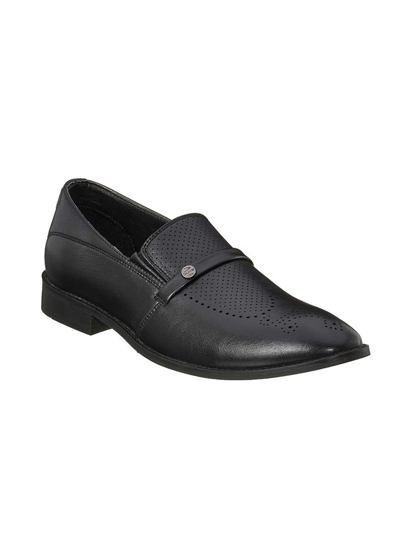 black pu slip on ons