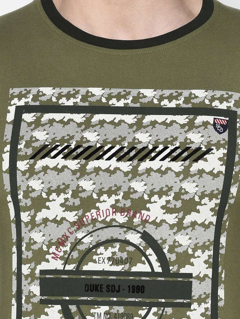 olive green printed t-shirt - 17762452 - Standard Image - 4