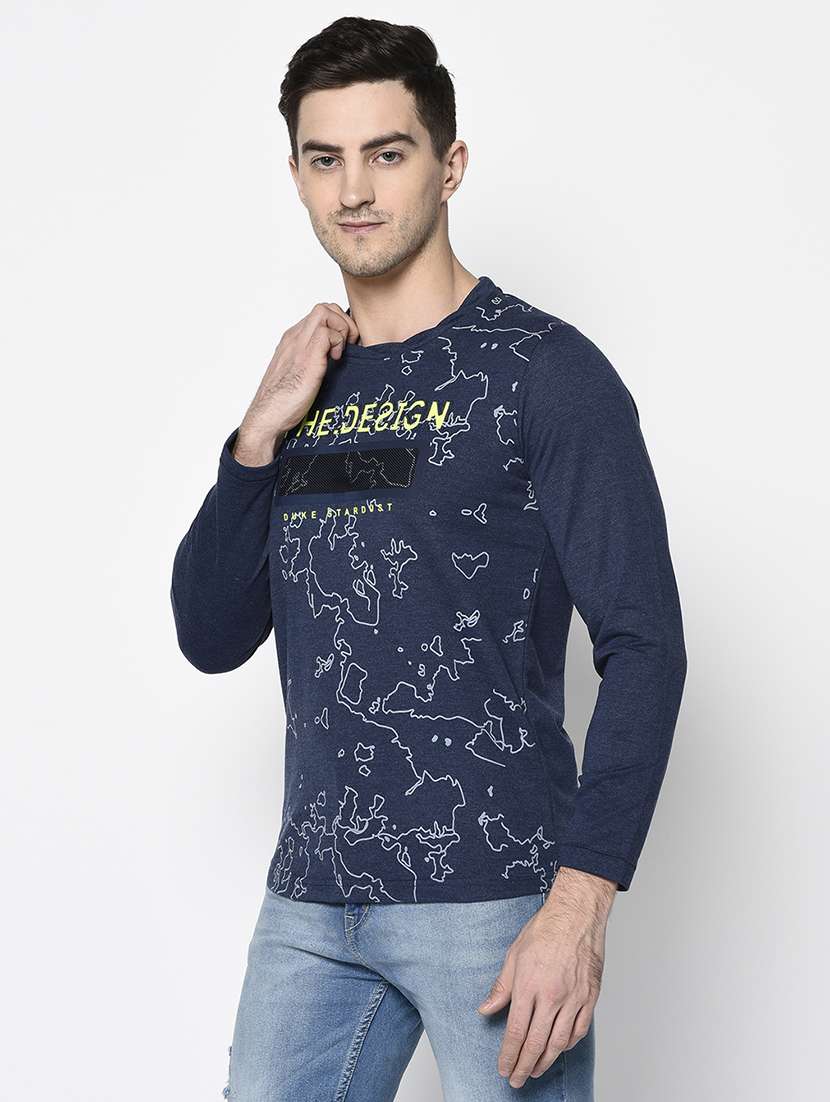 navy blue printed t-shirt - 17762457 -  Standard Image - 1