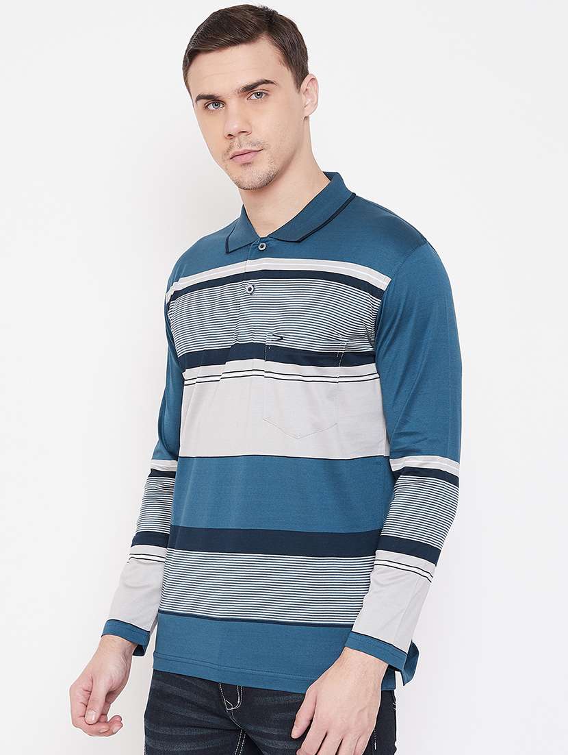 blue striped polo t-shirt - 17762476 -  Standard Image - 1