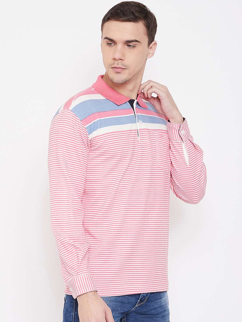 pink striped polo t-shirt - 17762485 - Standard Image - 1