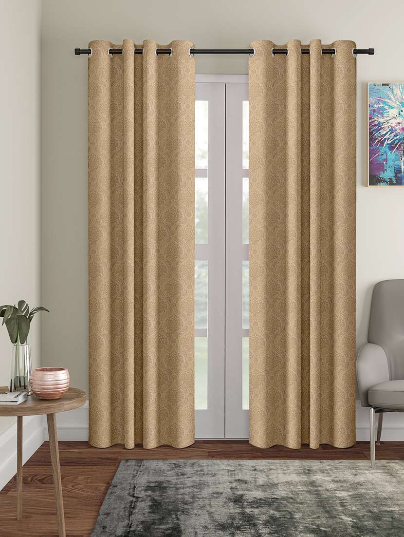 cortina heavy polyester long emboss eyelet long door curtains (door 4 x 9 feet, pack of 2