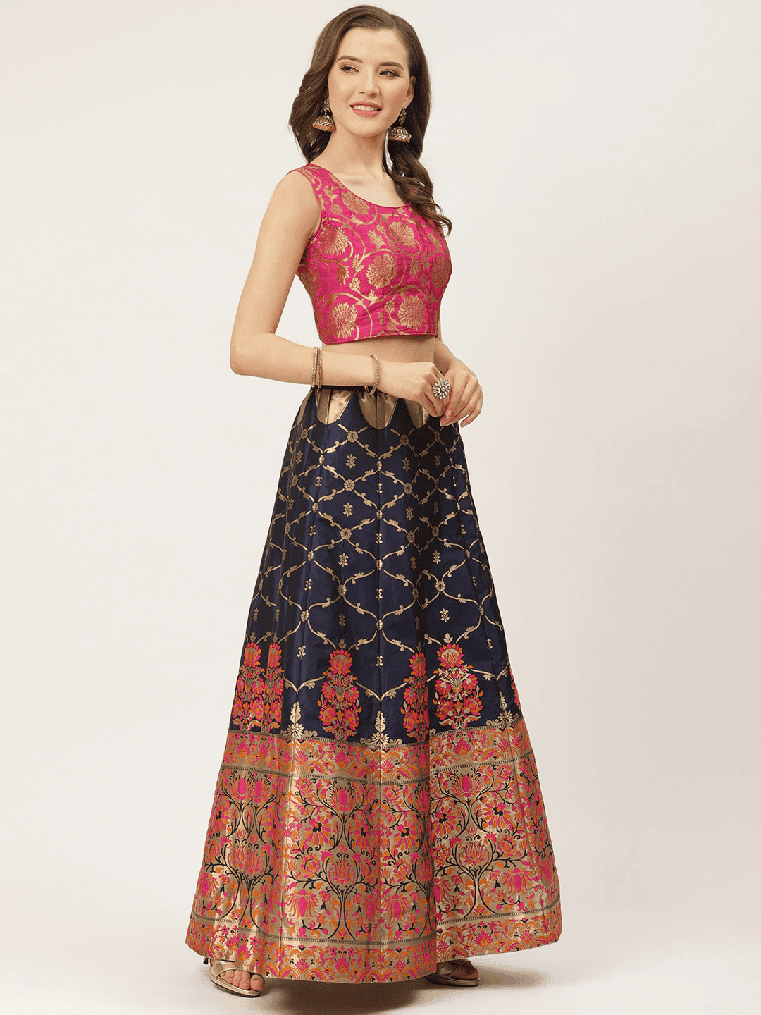 lahengha with padded blouse and zari - 17763112 - Standard Image - 1